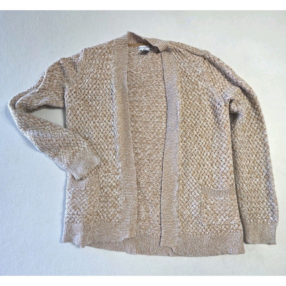 Hasting & Smith Women's PL Petite Large Tan Marled Open‎ Front Knit Cardigan